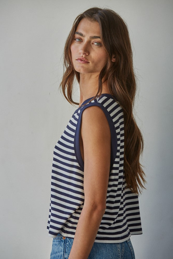 Marley Stripe Top - Navy