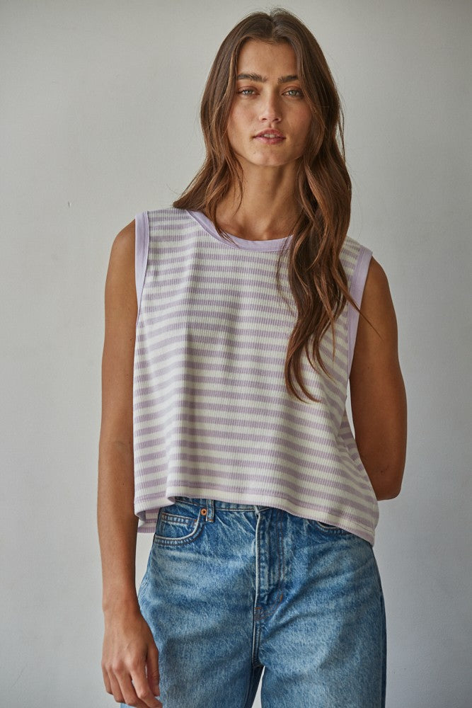 Marley Stripe Top - Lavender