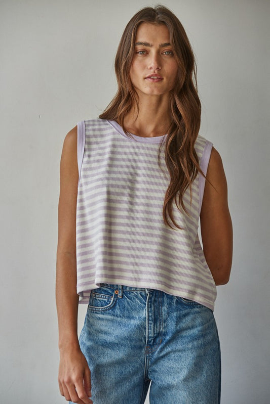 Marley Stripe Top - Lavender