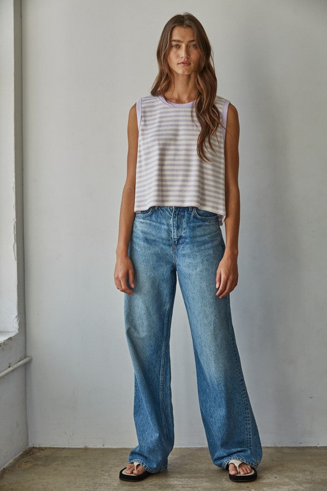 Marley Stripe Top - Lavender