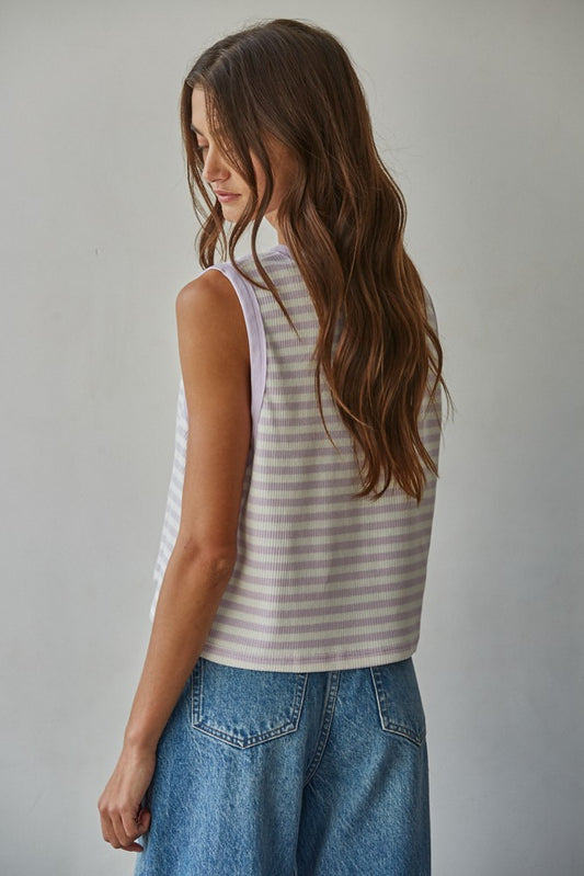 Marley Stripe Top - Lavender