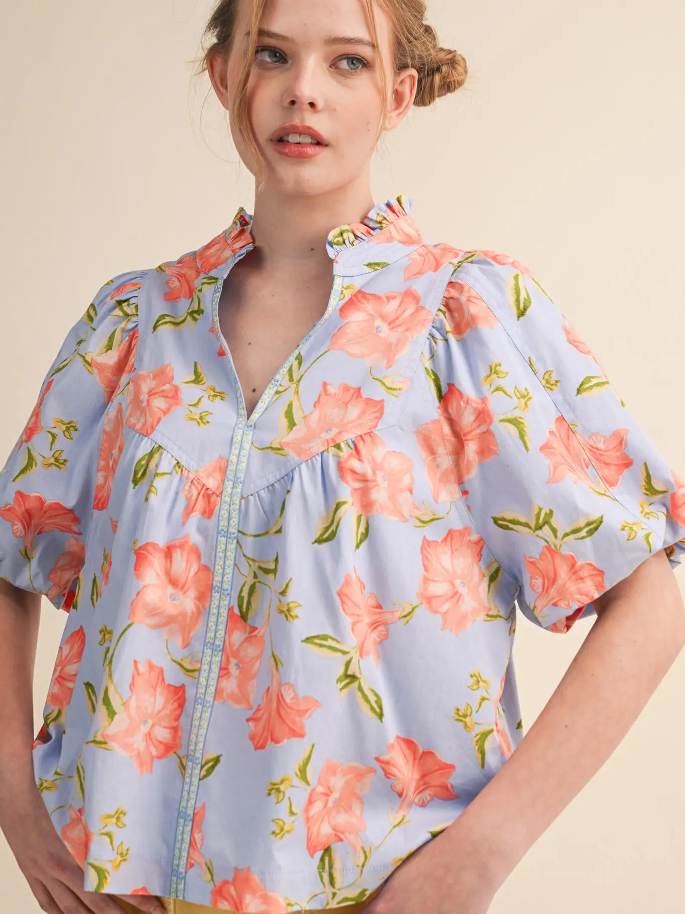 But Flowers Top - blue mix