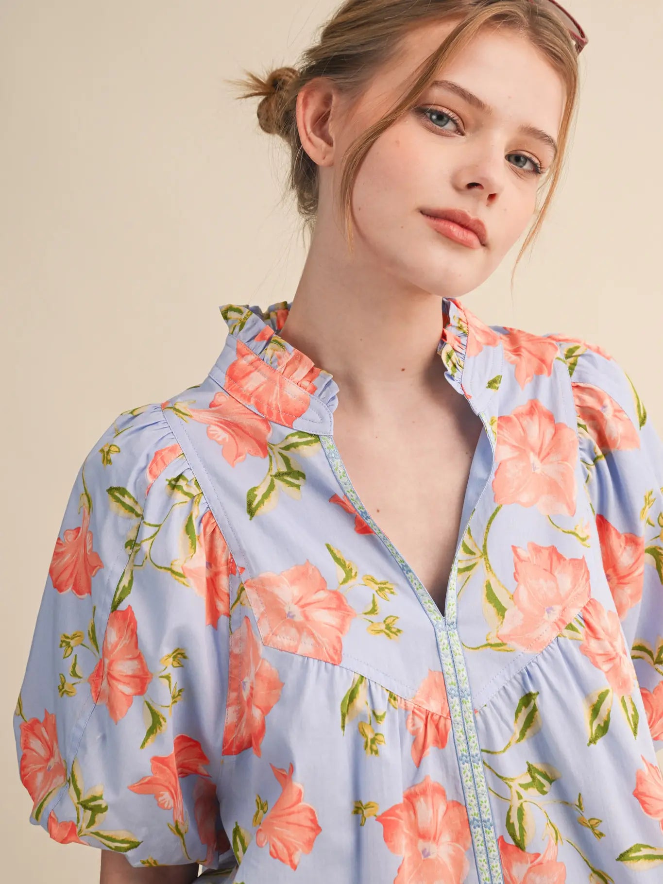 But Flowers Top - blue mix