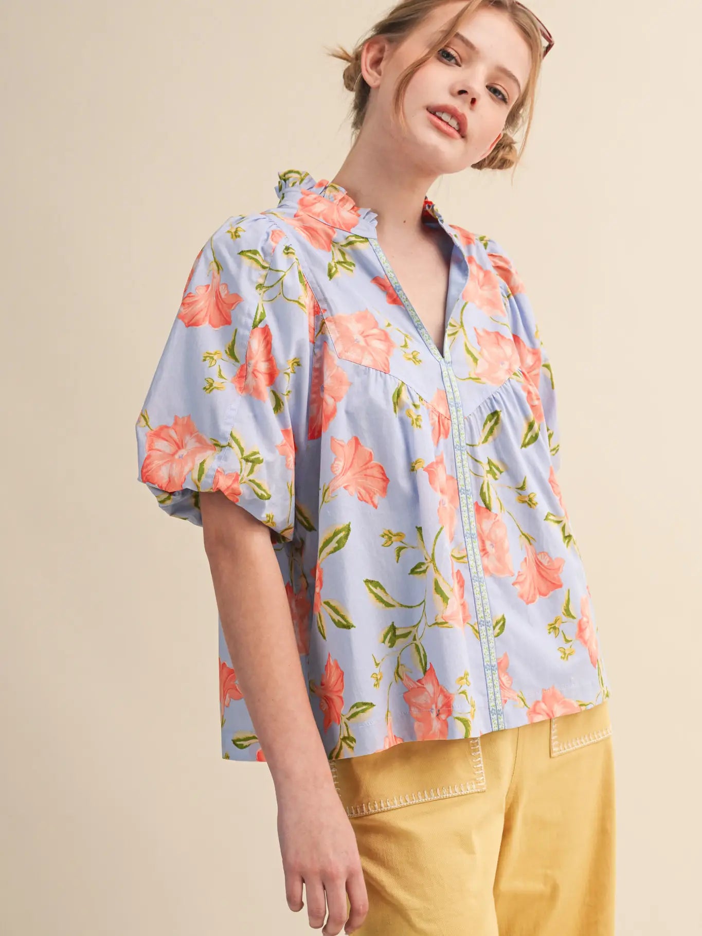 But Flowers Top - blue mix
