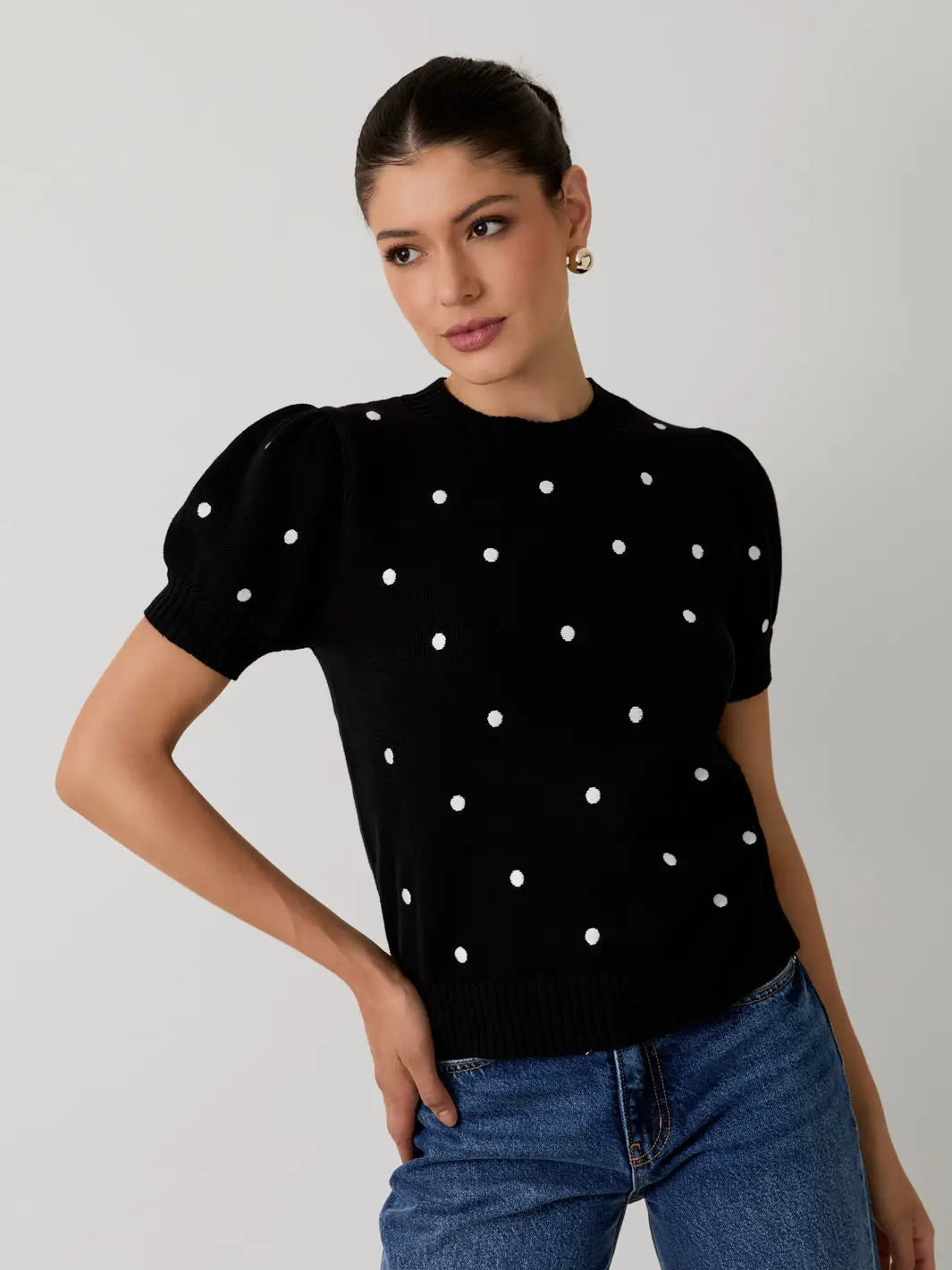 Polka Kiss Top - black/ivory