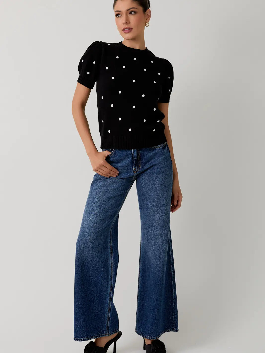 Polka Kiss Top - black/ivory