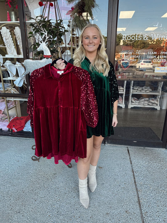 Velvet Tunic Dress- Wine