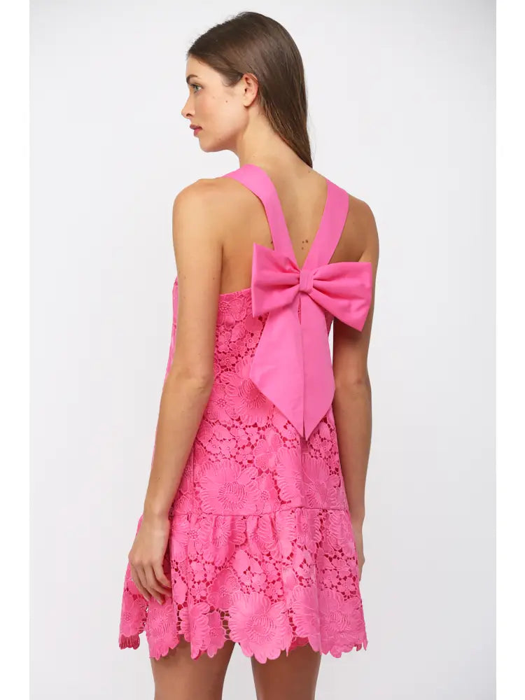 Lacey Bow Mini- hot pink