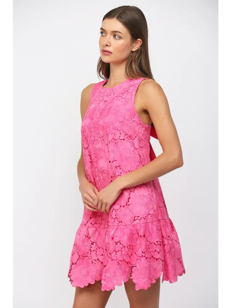 Lacey Bow Mini- hot pink