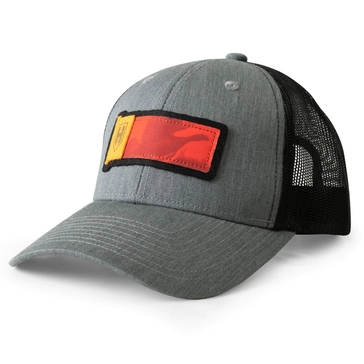 shotshell patch meshback trucker - heather grey/black