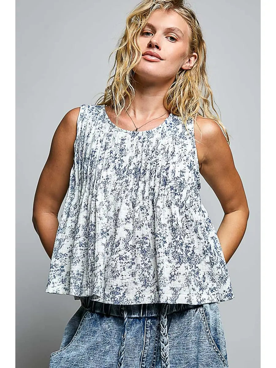 Reba Top - navy floral