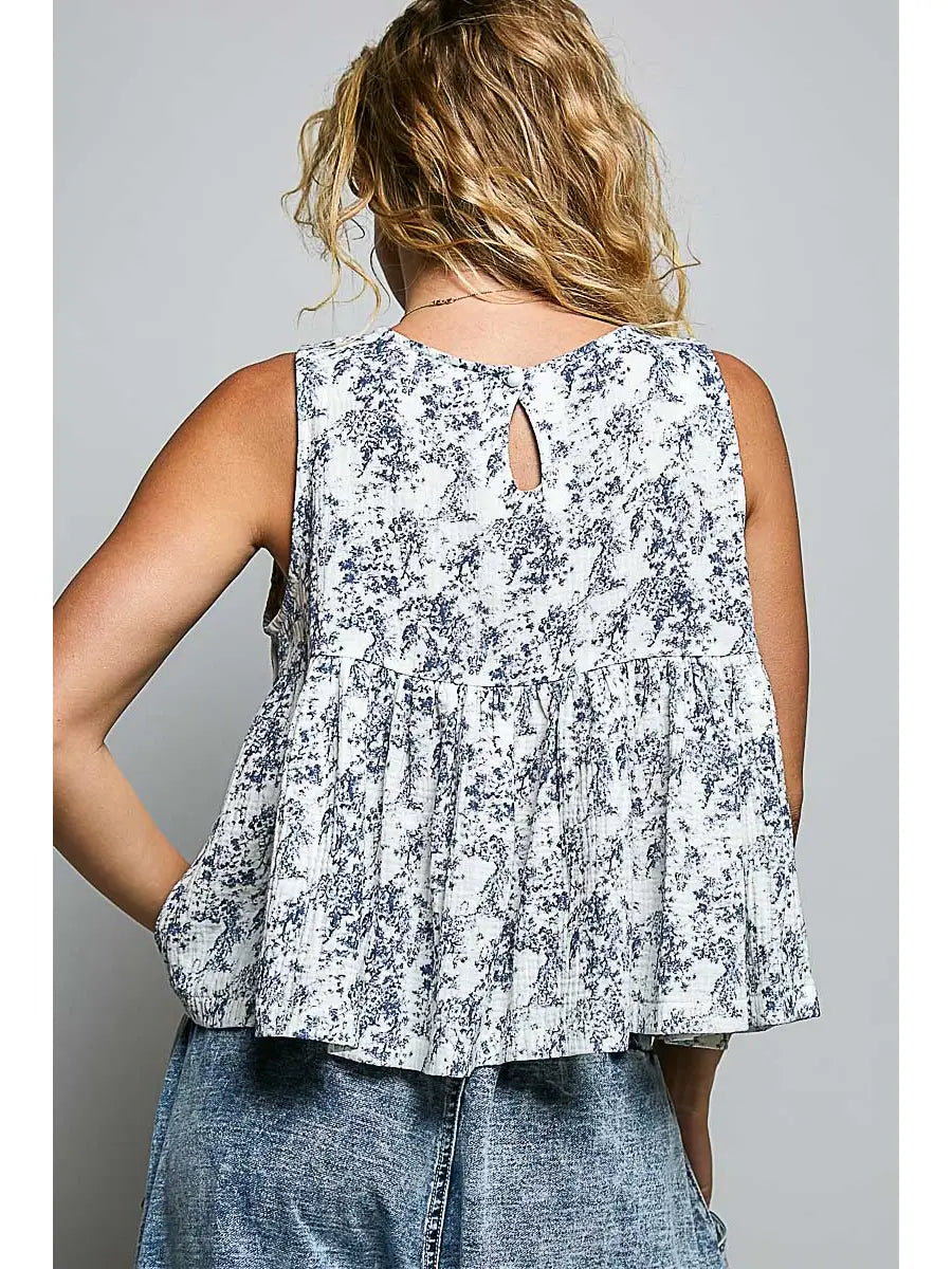 Reba Top - navy floral