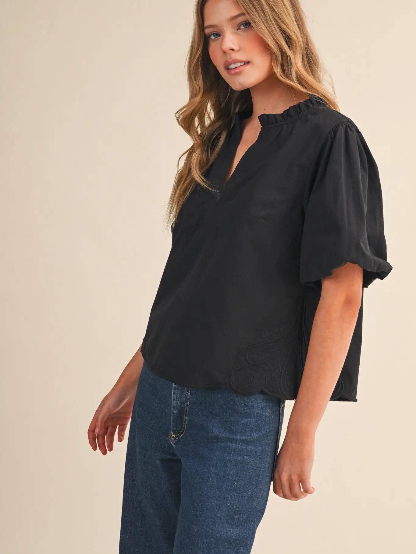Ruffled Babe Top - black