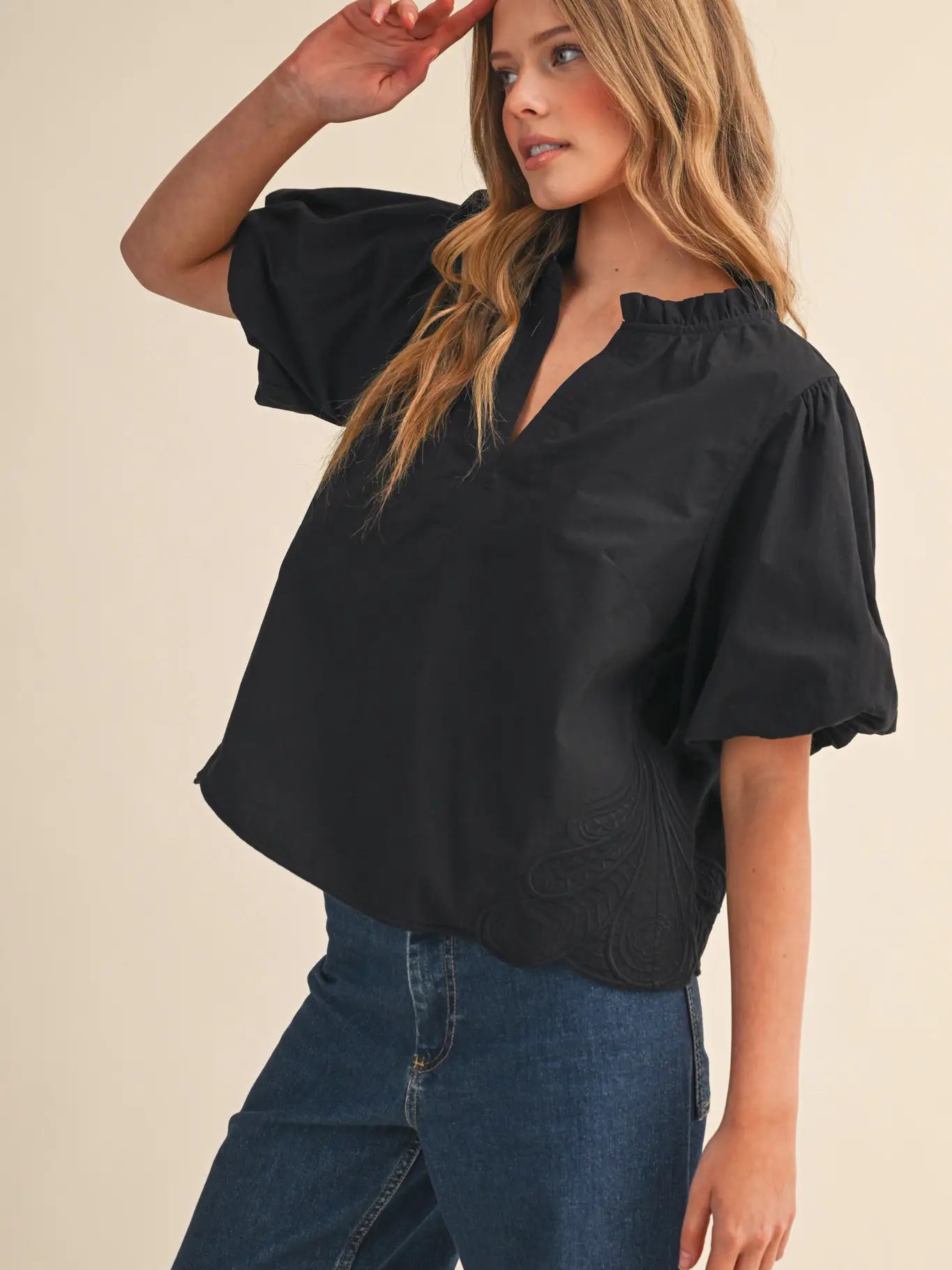 Ruffled Babe Top - black