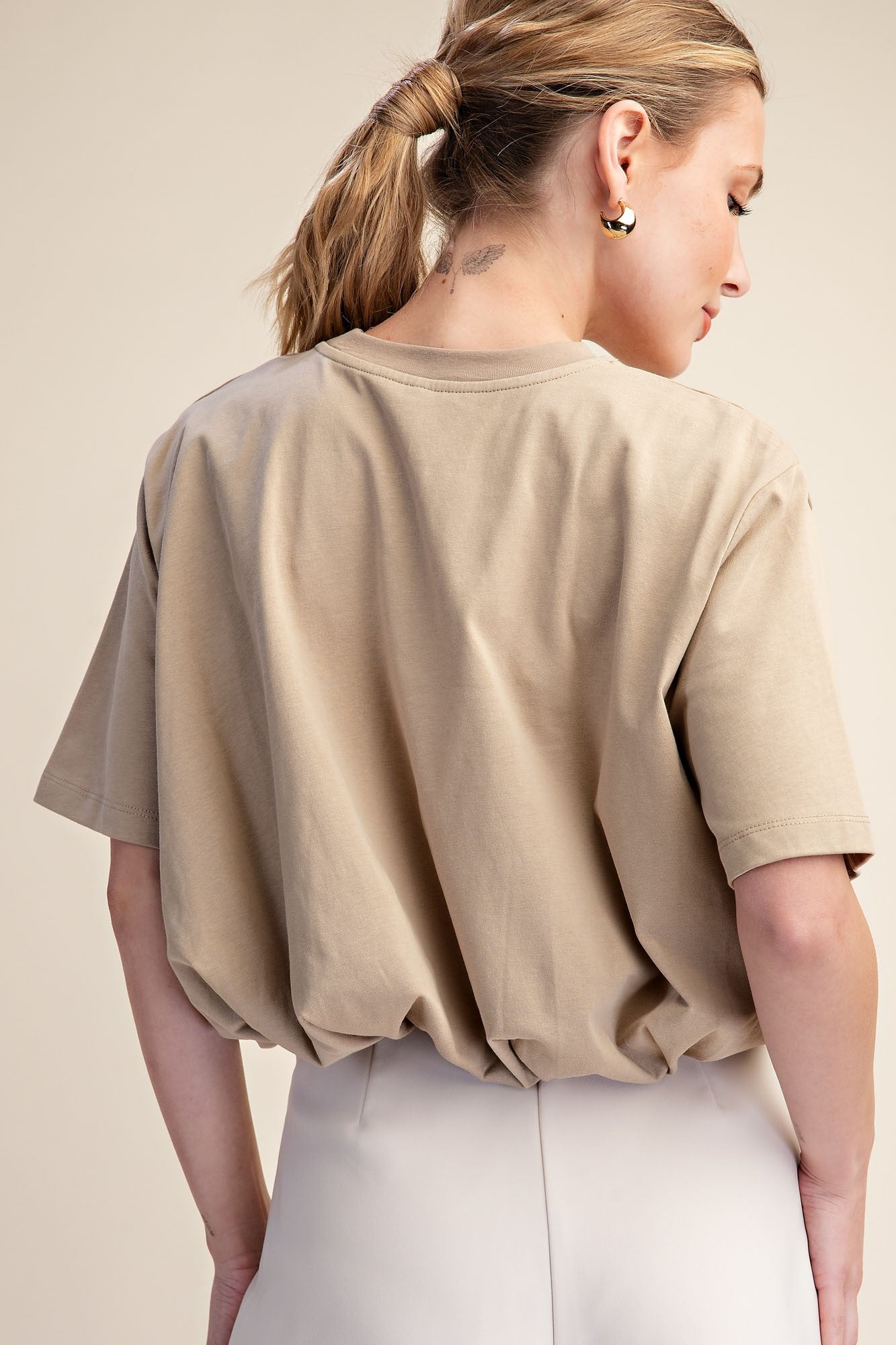 Elevated Bubble Top - taupe