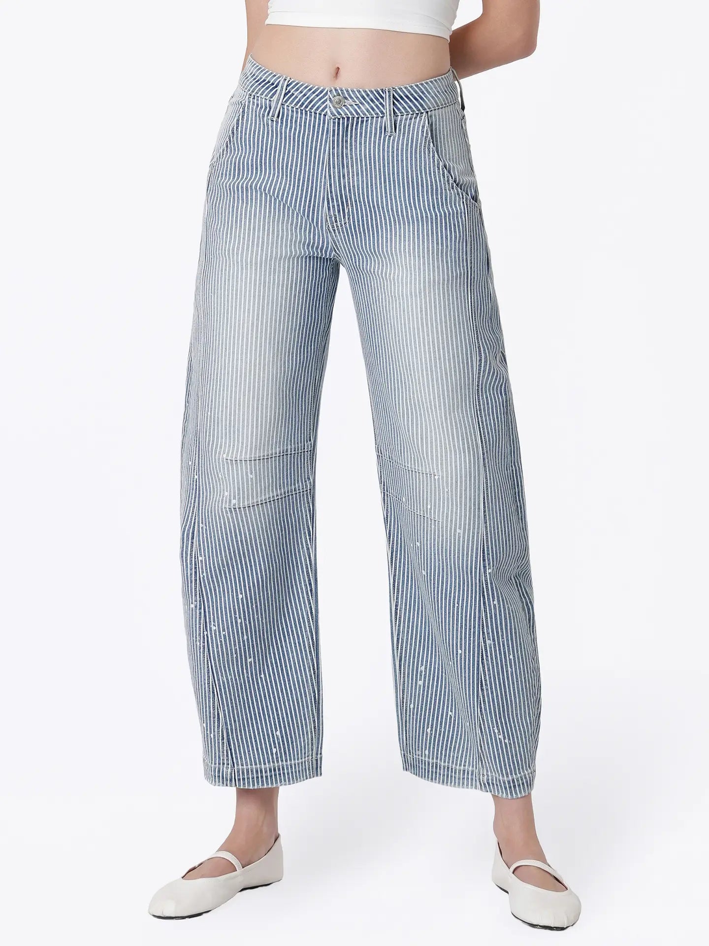 Paint Splatter Barrel Denim