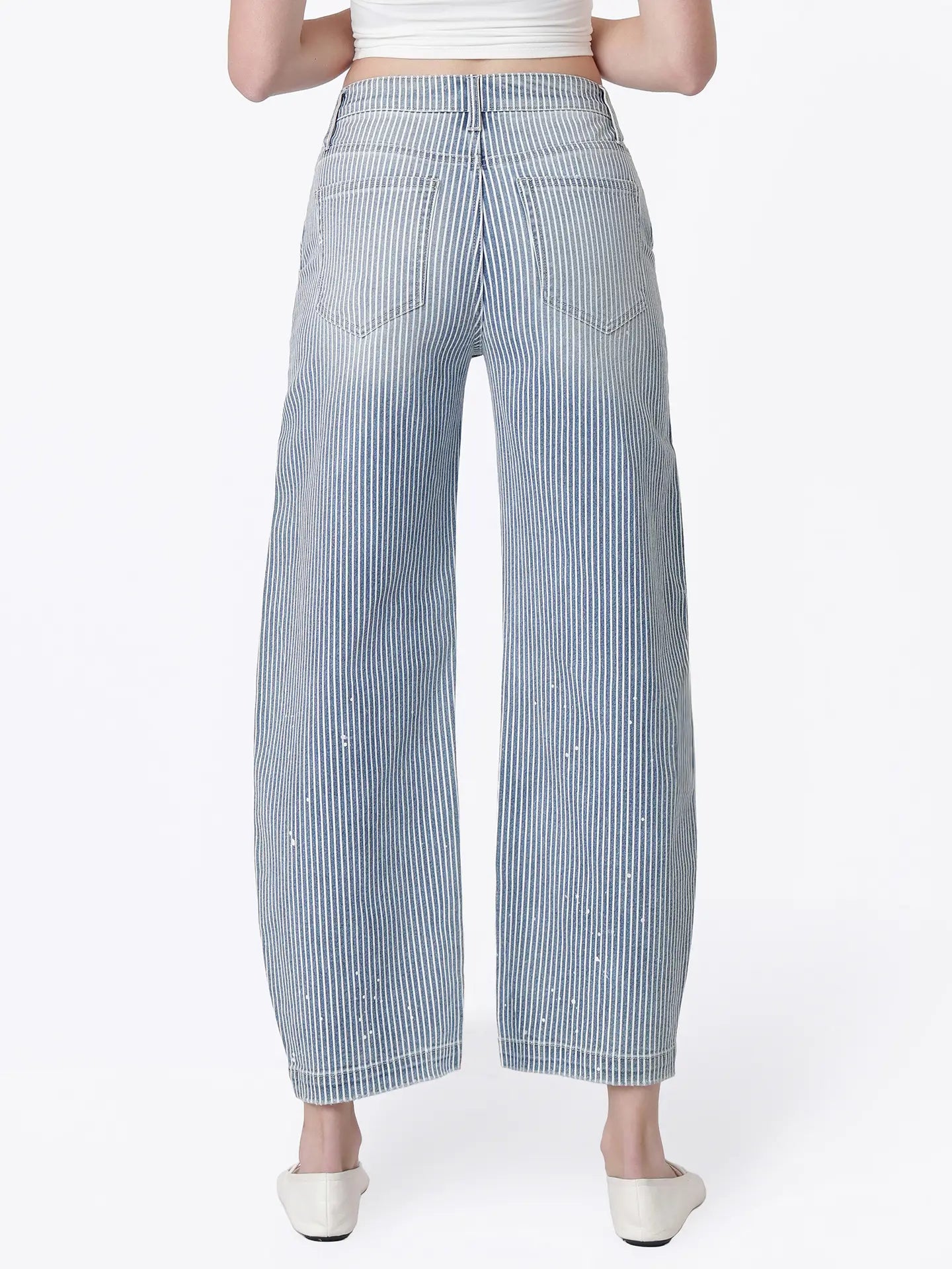 Paint Splatter Barrel Denim