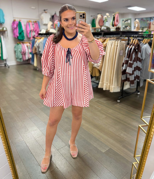 America Please Romper - red