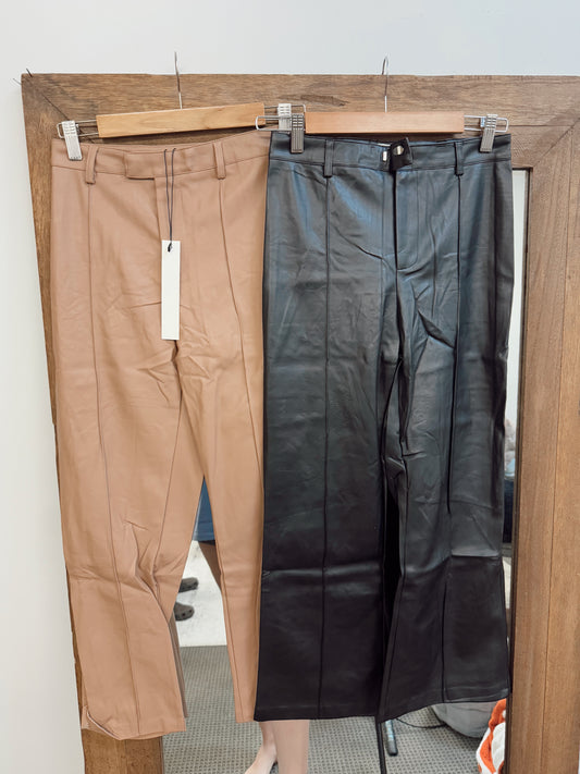 Pintuck Ankle Pants - camel