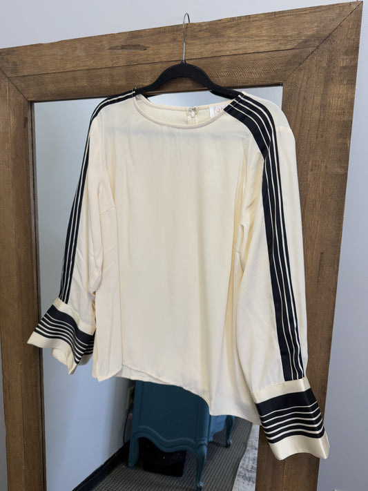 Contrast Stripe Blouse- Ivory