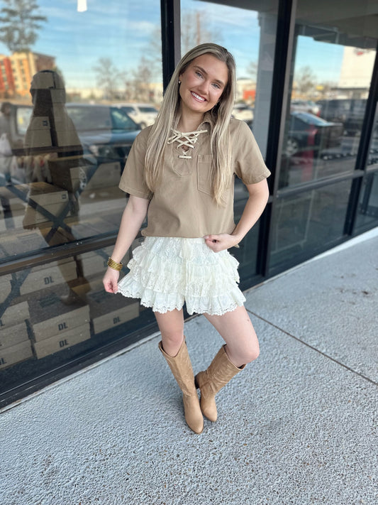 Lace Swinging Shorts - Cream