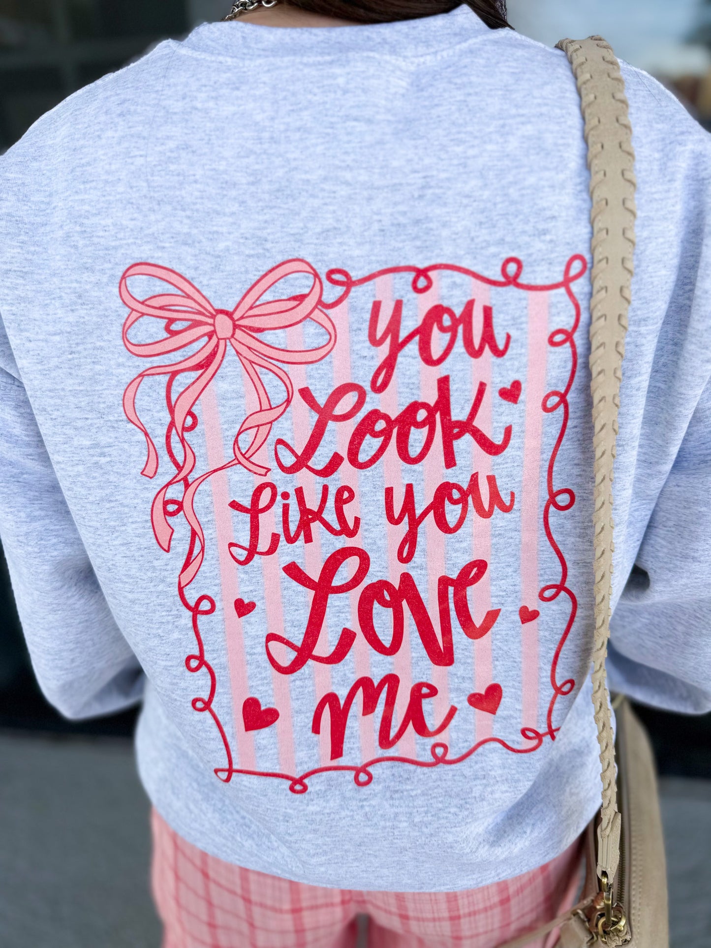 You Look Like You Love Me Coquette Graphic Crewneck - Ash Gray