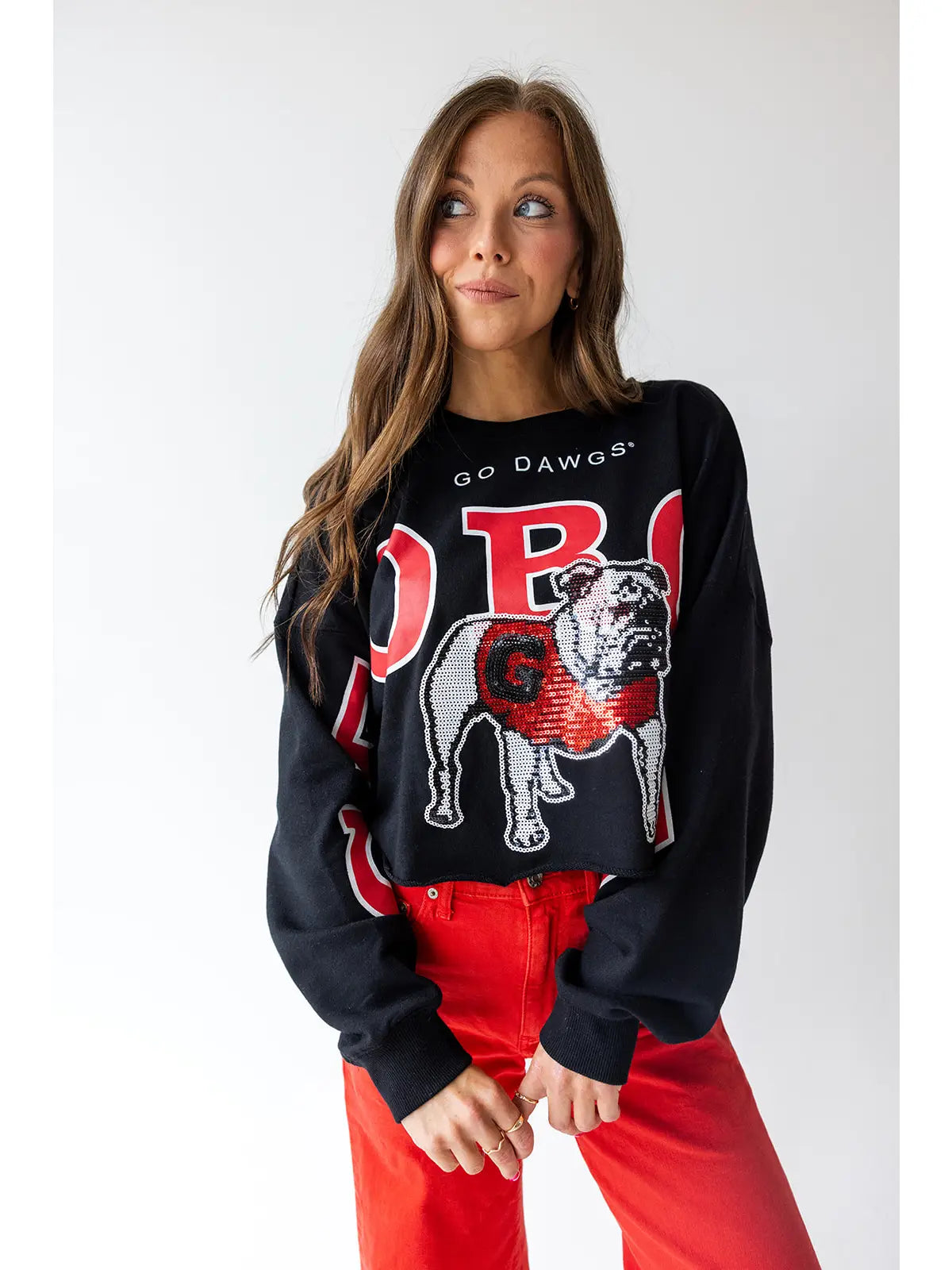 UGA Phipp Sequin Crop Longsleeve