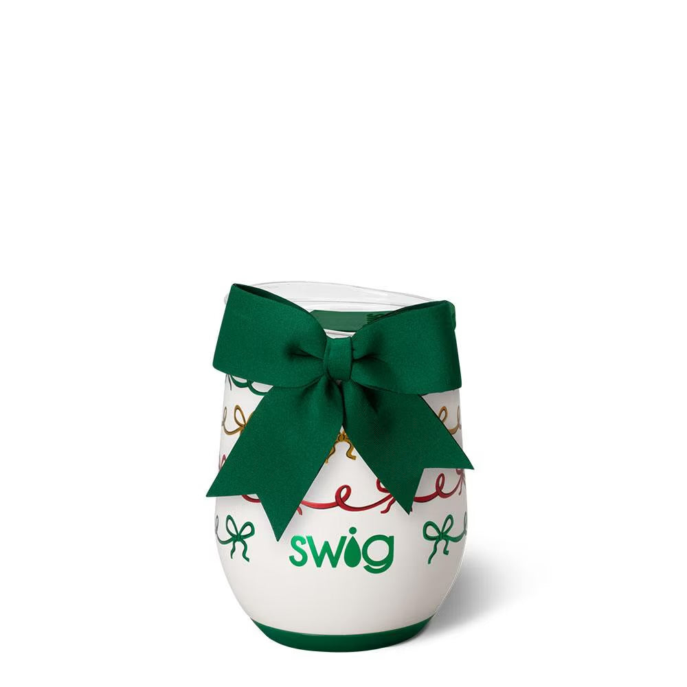 Christmas Bows Stemless Wine