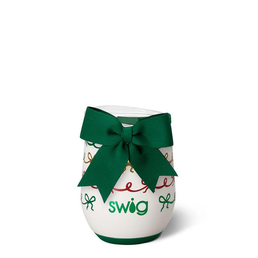Christmas Bows Stemless Wine