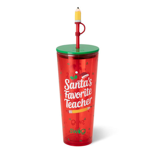Santa’s Favorite Teacher Plastic 24oz Tumbler