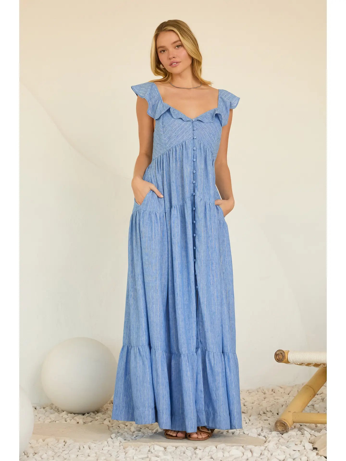 Ruffle Kiss Maxi - Chambray
