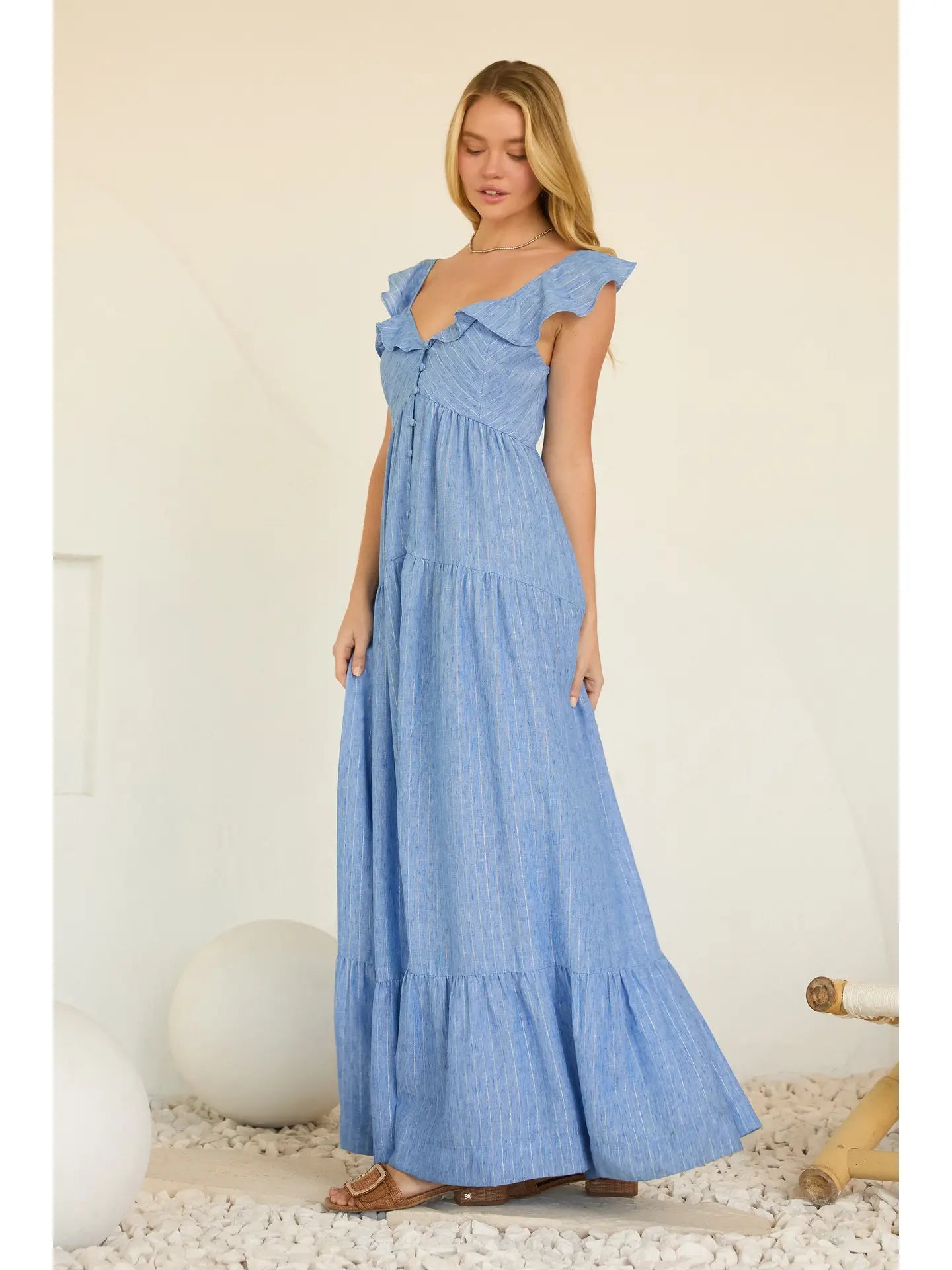 Ruffle Kiss Maxi - Chambray