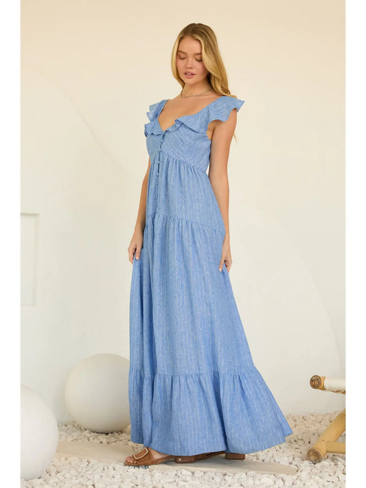 Ruffle Kiss Maxi - Chambray
