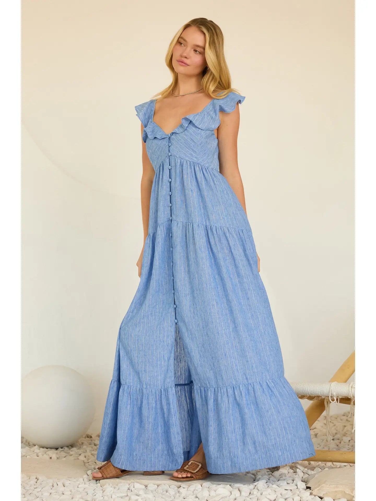 Ruffle Kiss Maxi - Chambray