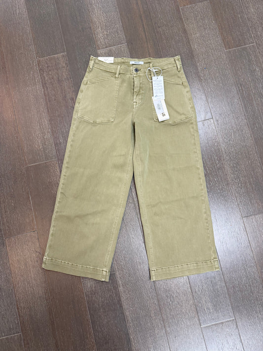 Olive Mid Rise Wide Leg