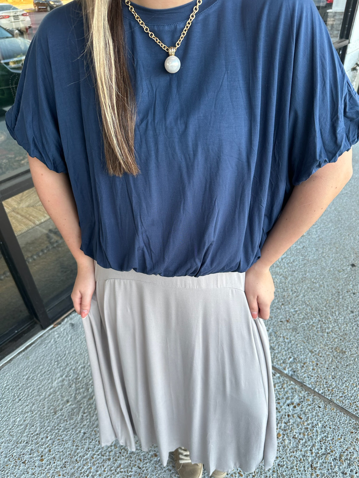 Downtown Darling Top -  navy