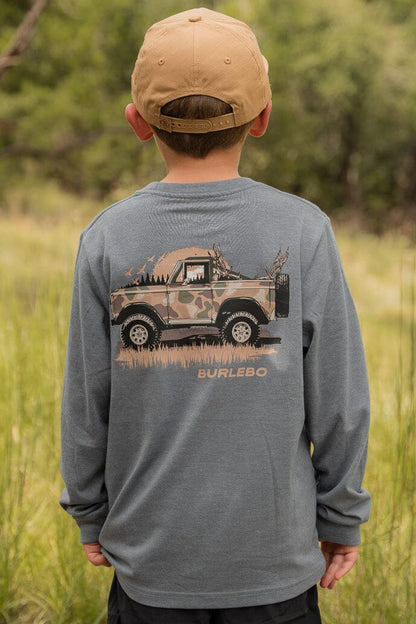 (y) Loaded Down Bronco LS Tee - heather blue jean