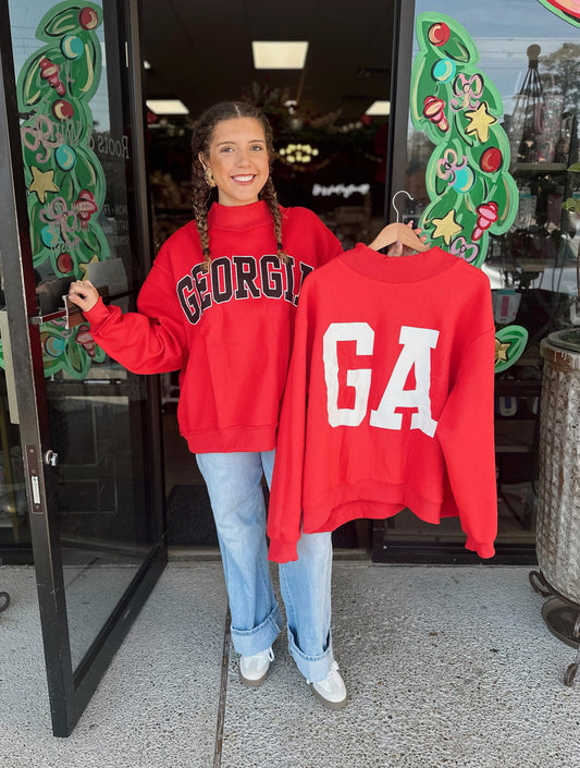 Georgia/GA Reversible Mockneck- Red