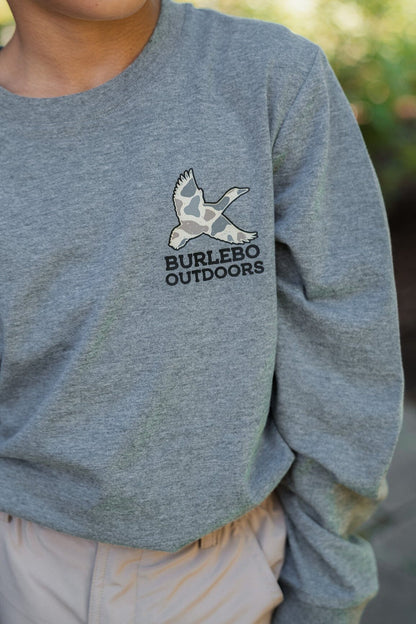 (y) Camo Hunting Dog LS Tee - dark heather grey