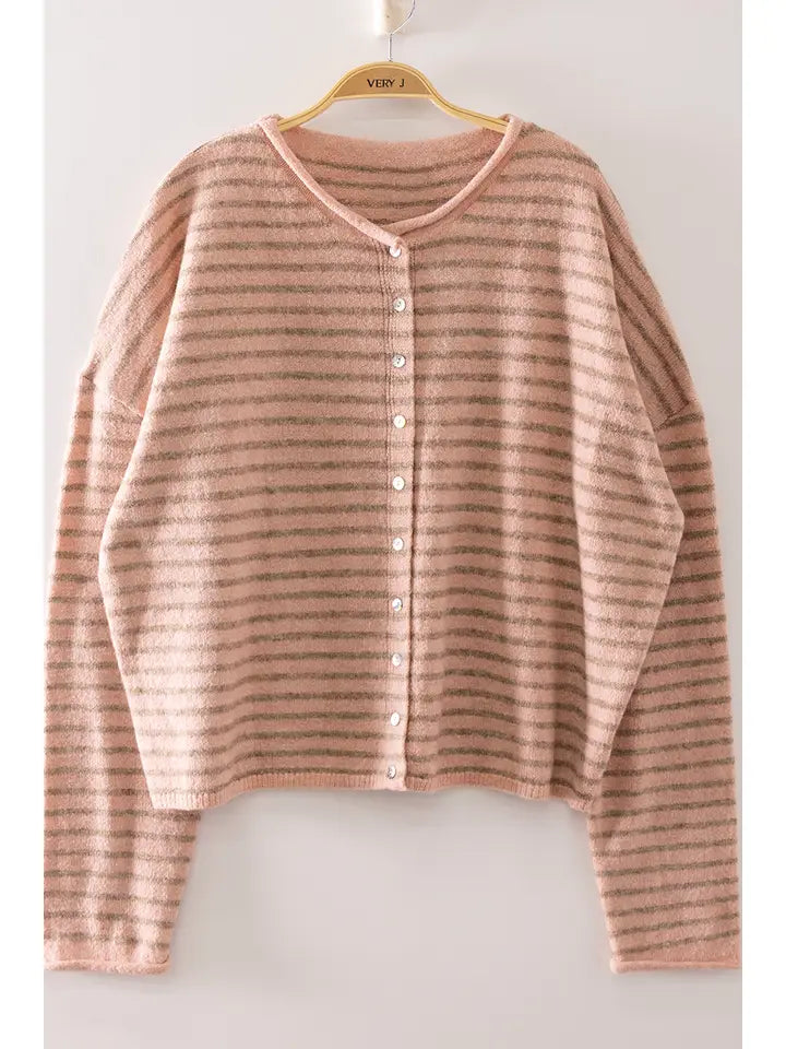 Thomas Button Up Sweater - blush