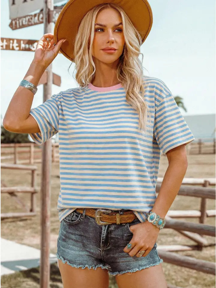 Stripe Drop Crew - blue mix