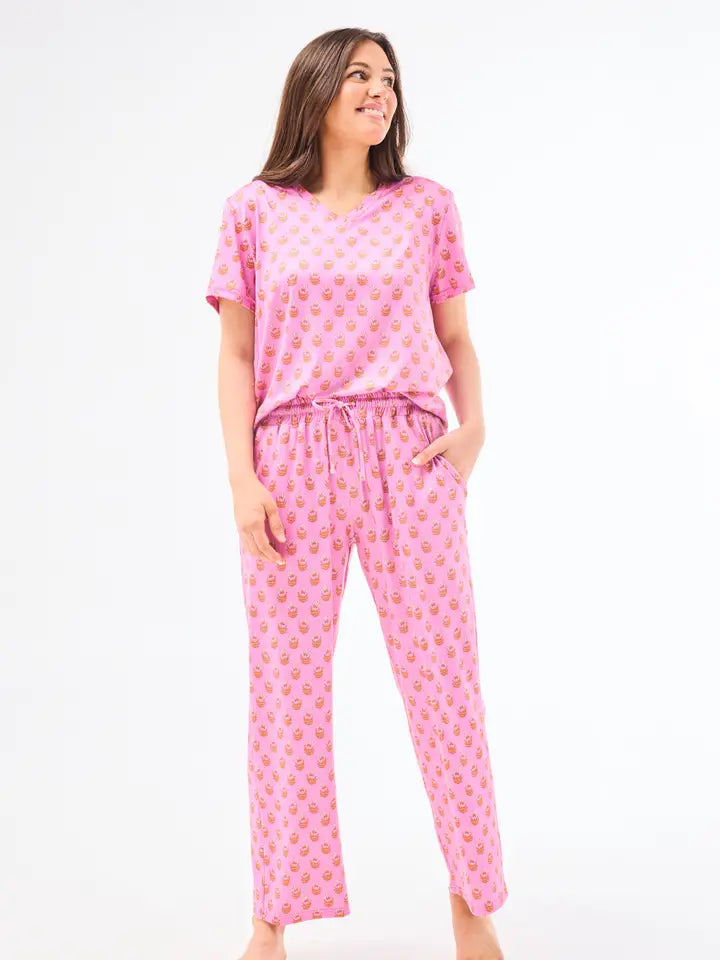 Alli Pajama Set - Floral Foulard Pink