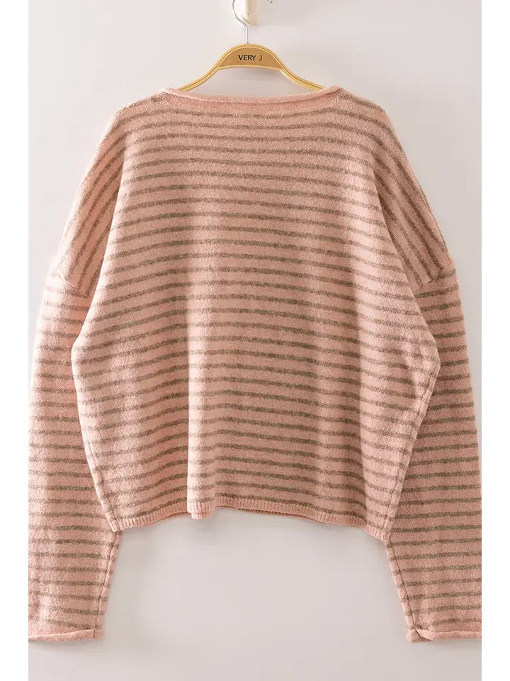 Thomas Button Up Sweater - blush