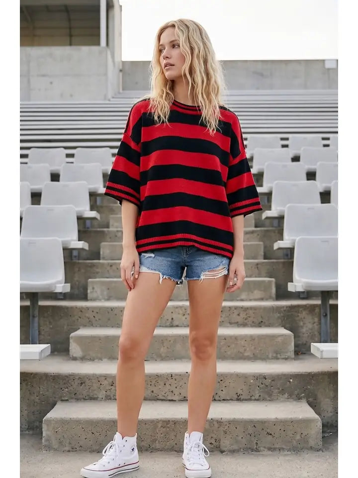 Gameday stripe cutie - red/black