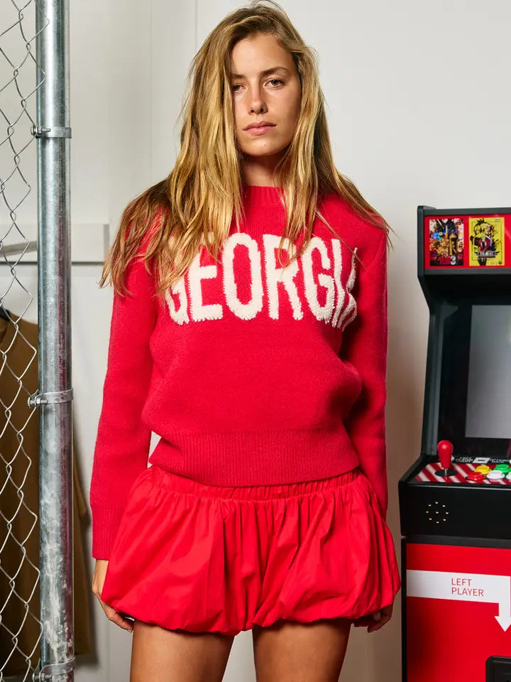 'GEORGIA' Boucle Lettering Knit Sweater