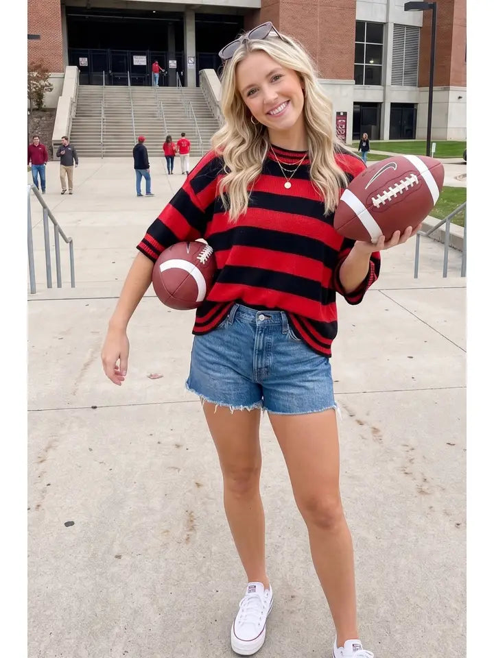 Gameday stripe cutie - red/black