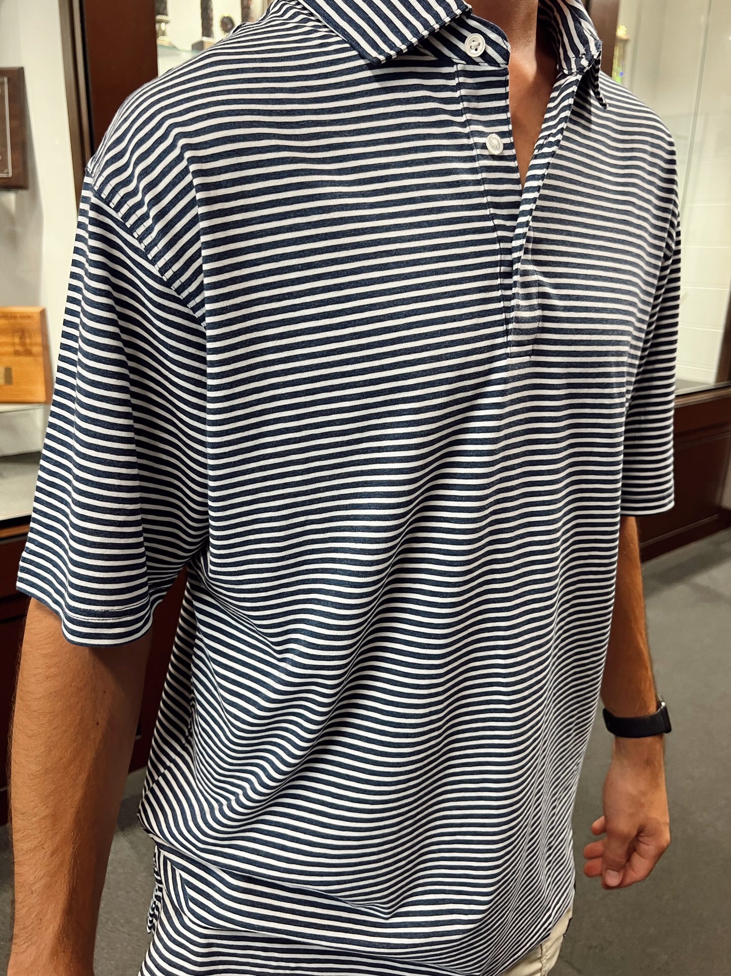 Row Stripe Icon Polo - Classic Navy